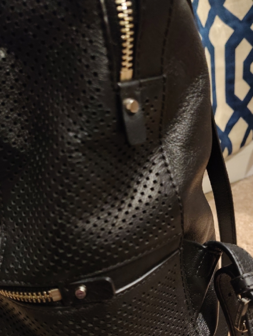 Michael Kors Black Leather Backpack with Gold Hardware - Picture 6 of 14